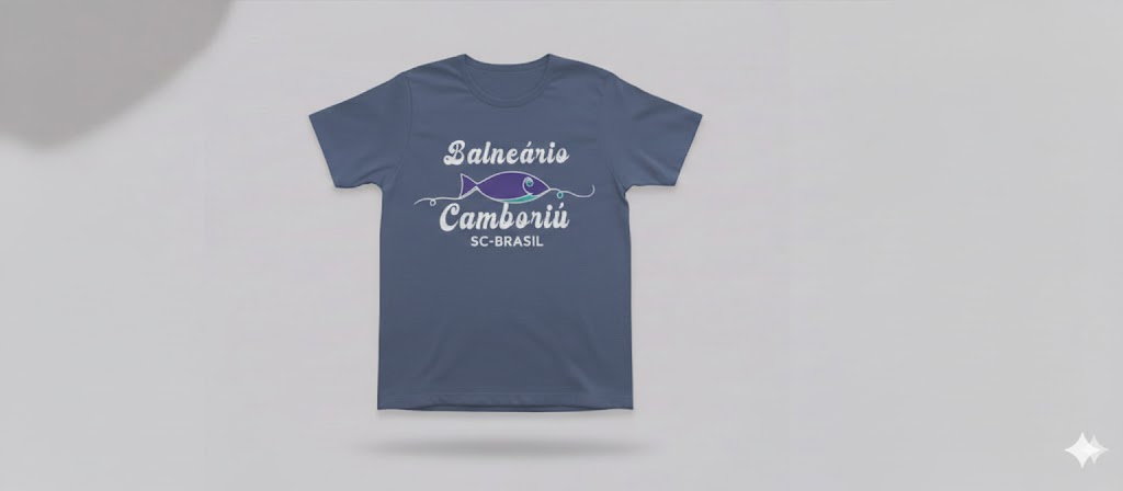 CAMISETA BASICA AZUL MESCLA BALNEARIO CAMBORIÚ